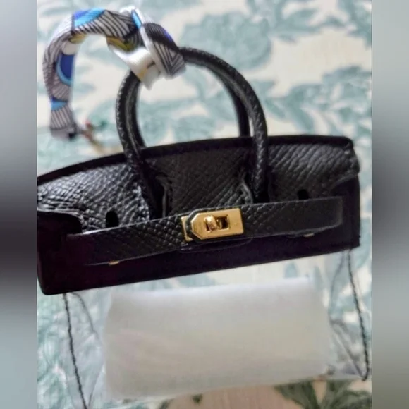 NWoT 👜 TINY PURSE Bag Charm 👜Black Vegan Leather & Clear PVC 🎁 Adorable Gift - Picture 3 of 6